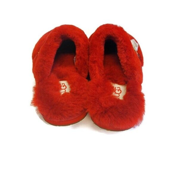 UGG Womens Size 5 Dalla Plaid Sandal Sheepskin Slippers Ribbon Red 1127489 - Picture 6 of 8
